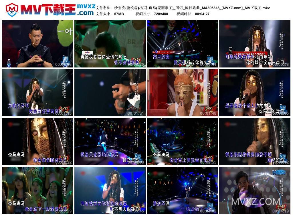 沙宝亮(流浪者)-斑马 斑马(蒙面歌王)_国语_流行歌曲_MA306318